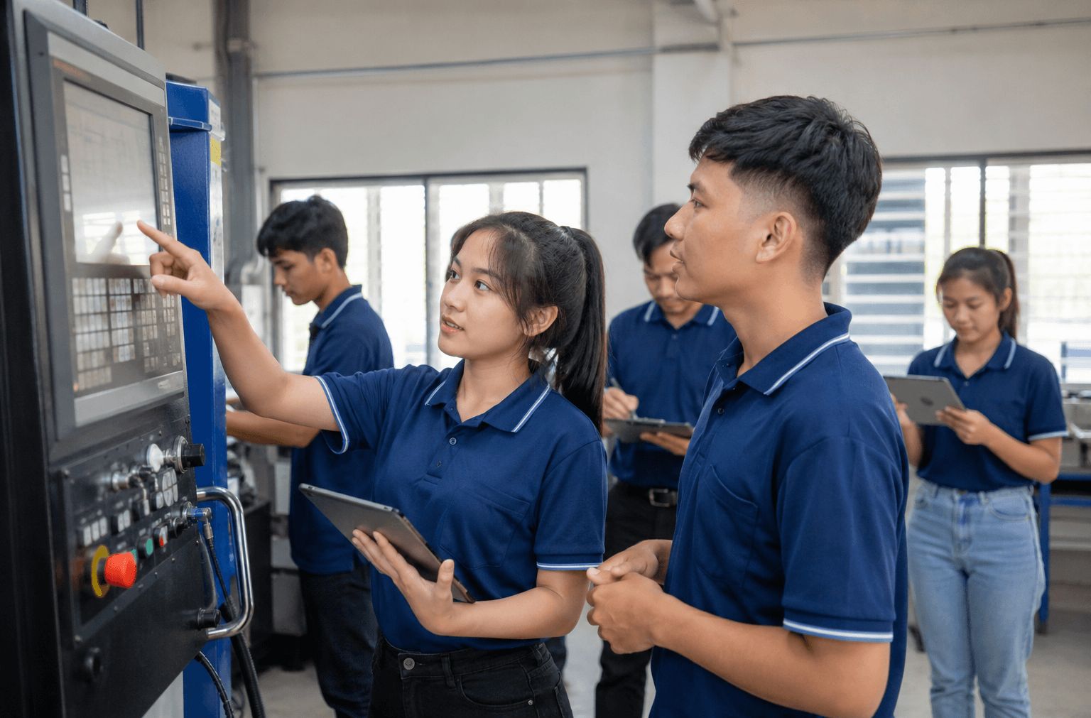 Skilled Cambodian workforce in training